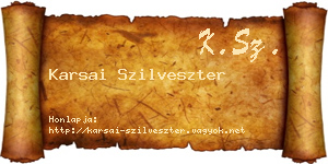 Karsai Szilveszter névjegykártya